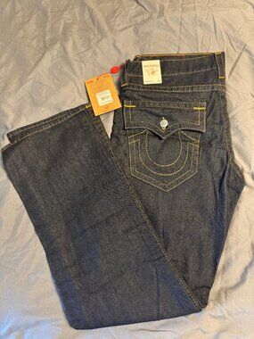 True Religion Ricky Big T 36x34 Body Rinse Flap Men Jeans 101699 Denim NWT